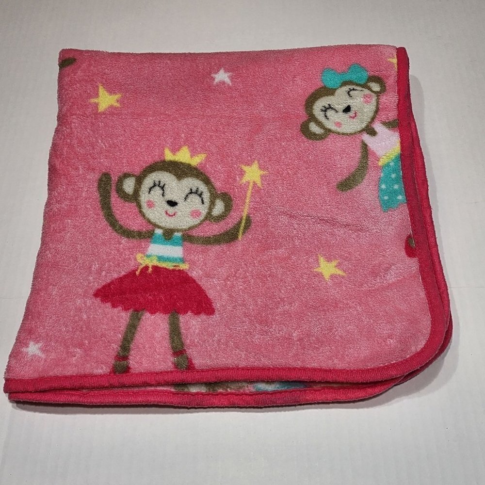 Carter's pink blanket dancing monkeys ballerina 30 x 45